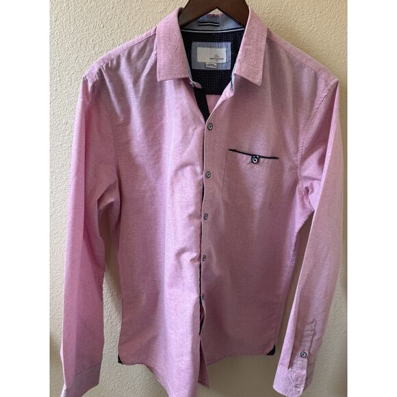 Craft + Flow Men’s 
Shirt Adult Medium Pink Long Flip Sleeve Button Up Pocket - Picture 1 of 12
